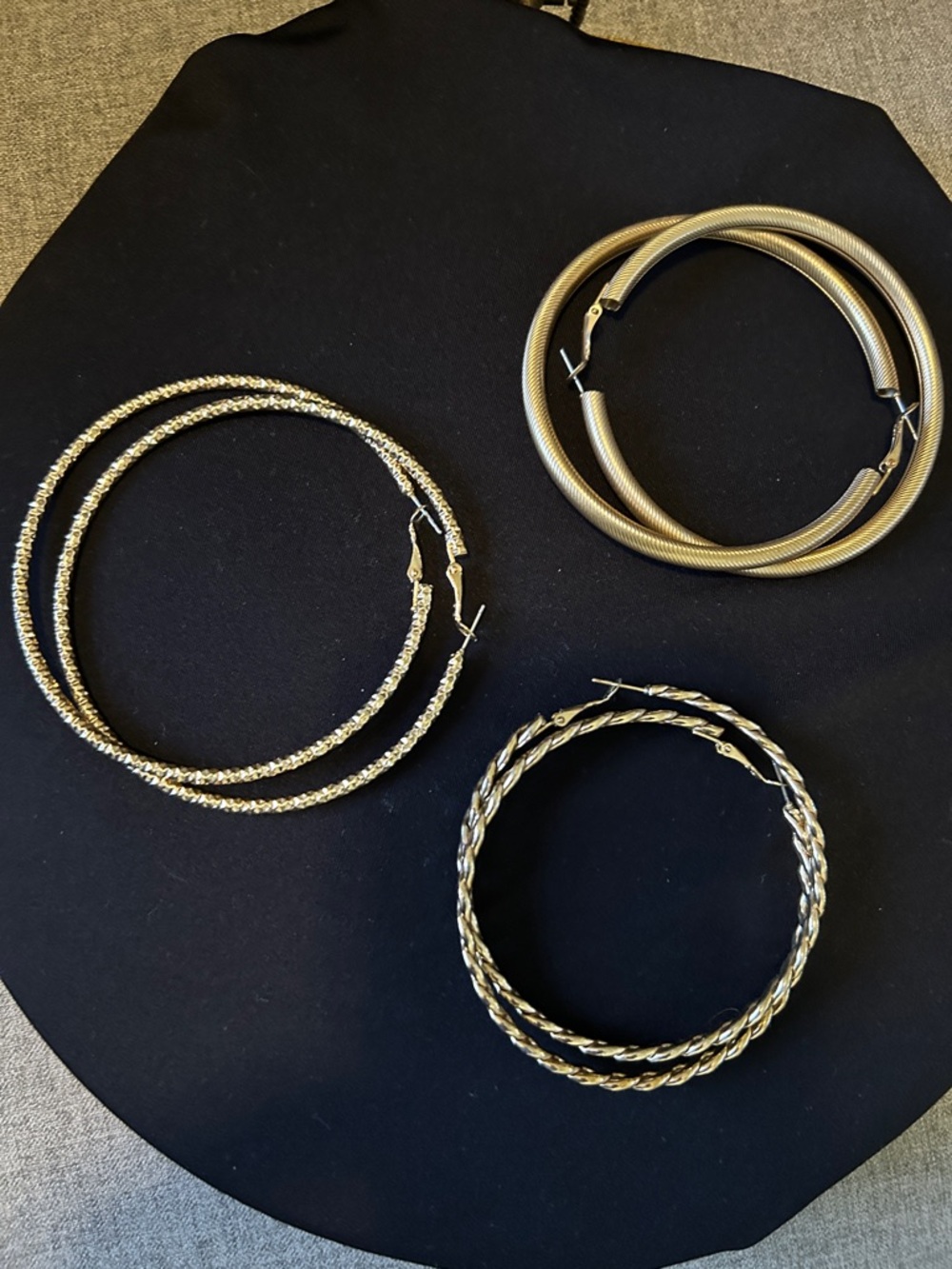 Hoop Earring Set - Trio of Textured Hoops